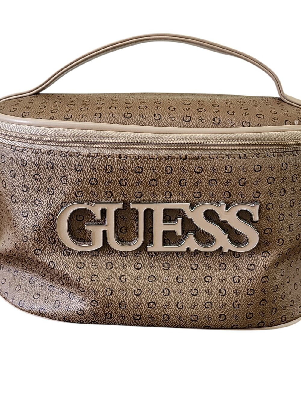 Vtg Y2K Guess Monogram Cosmetic Train Case Make Up Travel Bag Large Logo Rare
